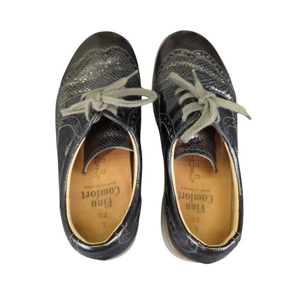 Finn Comfort Asiago Oxfords Wingtip Derby Shoes UK 7.5 US Womens 10 Black Brogue - Picture 6 of 7